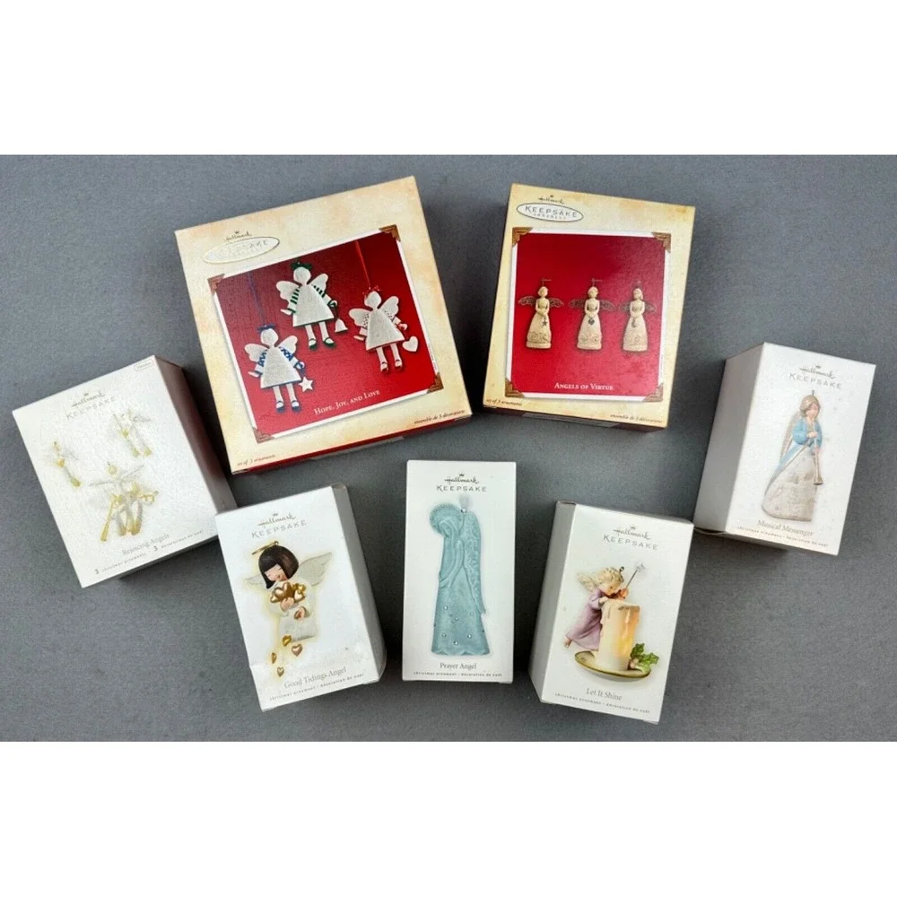NIB! Hallmark Keepsake Lot of 7 Angel Ornaments Hope Joy & Love‎ 2002-2010
